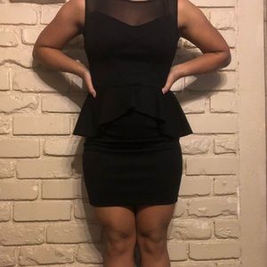 Mesh peplum mini dress